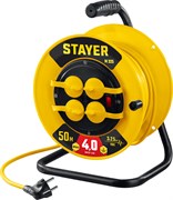 STAYER М-325, ПВС, 3 х 2.5 мм2, 50 м, 4000 Вт, IP44, силовой удлинитель на катушке (55064-50) 55064-50