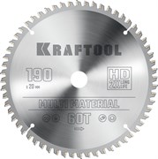 KRAFTOOL Multi Material, 190 х 20 мм, 60Т, пильный диск по алюминию (36953-190-20) 36953-190-20