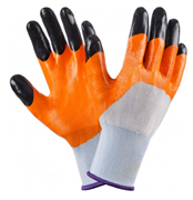 Перчатки с нитрил покрыт. черно-оранж. с черн. пальцами, 147гр.