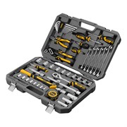 Набор инструментов, 1/2", 1/4", CrV, S2, пластиковый кейс, 64 предмета Denzel 15801