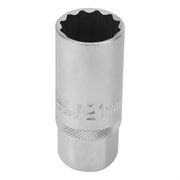 Торцевая головка свечная, 21мм, 12-гранная, CrV, под квадрат, 1/2"//Stels 13637