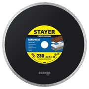 STAYER Ceramo-22, d 230 мм, (22.2 мм, 5 х 2.4 мм), сплошной алмазный диск, Professional (3664-230) 3664-230_z02