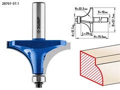 Фреза кромочная калевочная №1,D57,1мм*29*22,2мм,хв-12мм ЗУБР Профессионал 28701-57.1