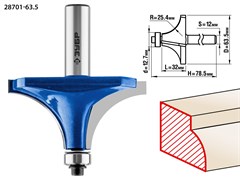 Фреза кромочная калевочная №1,D63,5мм*32*25мм,хв-12мм ЗУБР Профессионал 28701-63.5
