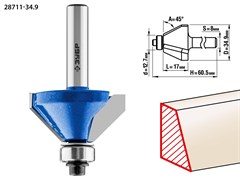 Фреза кромочная калевочная №9,D34,9мм*17,хв-8мм ЗУБР Профессионал 28711-34.9