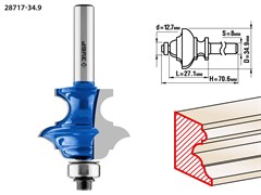 ЗУБР 34,9x25.4мм, хвостовик 8мм, фреза кромочная фигурная №6(многопрофильная) 28717-34.9