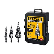 STAYER Pro-Max 3 шт, 4-30мм, винтовая спираль, набор сверл ступенчатых (29661-4-30-H3) 29661-4-30-H3