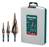 KRAFTOOL COBALT 3 шт., 4-32мм, азотирование, винтовая спираль, набор сверл ступенчатых(29691-4-32-H3) 29691-4-32-H3