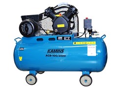 Воздушный компрессор Kamins АСВ-100/2500 (220В, 2,5кВт, 100л, 2х цилиндр, ременной, 400л/мин, 10бар) АСВ-100/2500