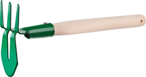 Мотыга-рыхлитель, РОСТОК 39625, с деревянной ручкой, ″лепесток+3 зуба″ прямая, 155x70x42