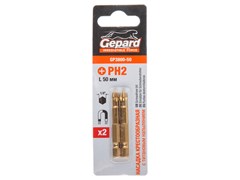 Насадка крестообразная PH2 50мм  2шт с титановым напылением GEPARD (GP3800-50) ЦБ-0012263902