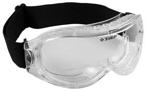 Панорамные защитные очки ЗУБР ПРОФИ 7,химическистойкая ацетатная линза,закрытого типа с непрямой в