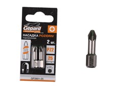 Насадка крестообразная PZ2 25мм  2шт торсионная GEPARD (GP3901-25) ЦБ-3946783140
