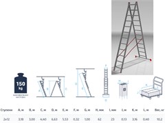 Лестница алюм. 2-х секц. 300/553см 2х12 ступ., 10,2кг PRO STARTUL (ST9947-12) ЦБ-0016259944