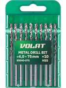 Сверло по металлу ц/х 4.0х43х75 мм HSS, комплект из 10-ти шт ВОЛАТ ЦБ-5362379813