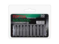 Насадка крестообразная PH1 30мм 5/16" 10шт блистер TOPTUL (FSBA1001G) ЦВ-0056585136