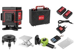 Нивелир лазерный WORTEX LL 0330-1 в чем. + аксессуары 3х360°, до 25 м, +/- 0.3 мм/м, зеленый ЦГ-0087609600