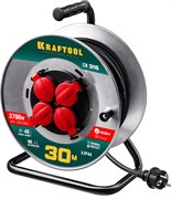 KRAFTOOL К-315,КГ3х1.5 30м 3700Вт IP44, Силовой удиннитель на стальной катушке (55085-30) 55085-30_z01