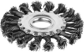 Щетка дисковая для УШМ, жгутированная стальная проволока 0,5 мм, d=100 мм, MIRAX 351