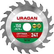 URAGAN Optima, 150 х 20/16 мм, 24Т, пильный диск по дереву (36801-150-20-24) 36801-150-20-24_z01