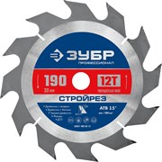ЗУБР Стройрез, 190 х 30 мм, 12Т, пильный диск по строительной древесине, Профессионал (36931-190-30-12) 36931-190-30-12