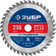 ЗУБР Стройрез, 210 х 30 мм, 40Т, пильный диск по строительной древесине, Профессионал (36931-210-30-40) 36931-210-30-40