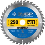 ЗУБР Оптима, 250 x 32 мм, 40Т, пильный диск по дереву, Профессионал (36903-250-32-40) 36903-250-32-40_z01