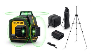 STAYER SL-3D #3, 50м, точн. +/-0,5 мм/м, зеленый лазерный нивелир, штатив (34963-3), шт 34963-3