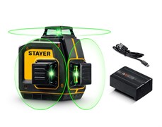 STAYER SL-3D, 50м, точн. +/-0,5 мм/м, зеленый лазерный нивелир (34963), шт 34963