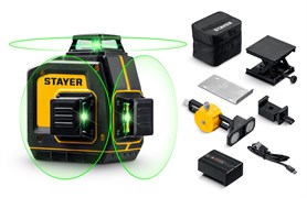 STAYER SL-3D #2, 50м, точн. +/-0,5 мм/м, зеленый лазерный нивелир, микролифт, держатель (34963-2), шт 34963-2