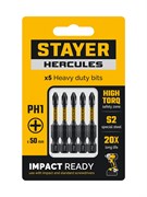 STAYER HERCULES, PH1, 50 мм, 5 шт, торсионные биты (26231-1-50-5) 26231-1-50-5