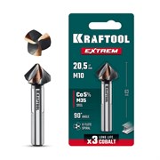 KRAFTOOL EXTREM, d 20.5х10х63 мм, Z3, 90°, сталь M35, U-образная спираль, зенковка (29734-10) 29734-10