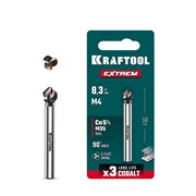 KRAFTOOL EXTREM, d 8.3х6х50 мм, Z3, 90°, сталь M35, U-образная спираль, зенковка (29734-4) 29734-4