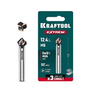 KRAFTOOL EXTREM, d 12.4х8х56 мм, Z3, 90°, сталь M35, U-образная спираль, зенковка (29734-6) 29734-6