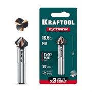 KRAFTOOL EXTREM, d 16.5х10х60 мм, Z3, 90°, сталь M35, U-образная спираль, зенковка (29734-8) 29734-8