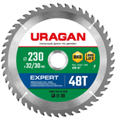 Диск пильный по дереву 230х32/30мм 48Т, URAGAN Expert 36802-230-32-48