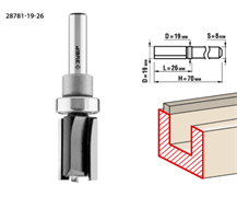 Фреза пазовая прямая с верх.подшипником D19мм*26мм, хв-8мм ЗУБР 28781-19-26