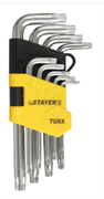 Набор STAYER ключи Т10-Т50мм,9 пред, имбусовые,короткие